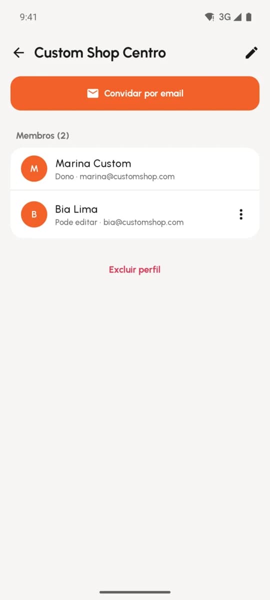 Membros do perfil: dona e editora